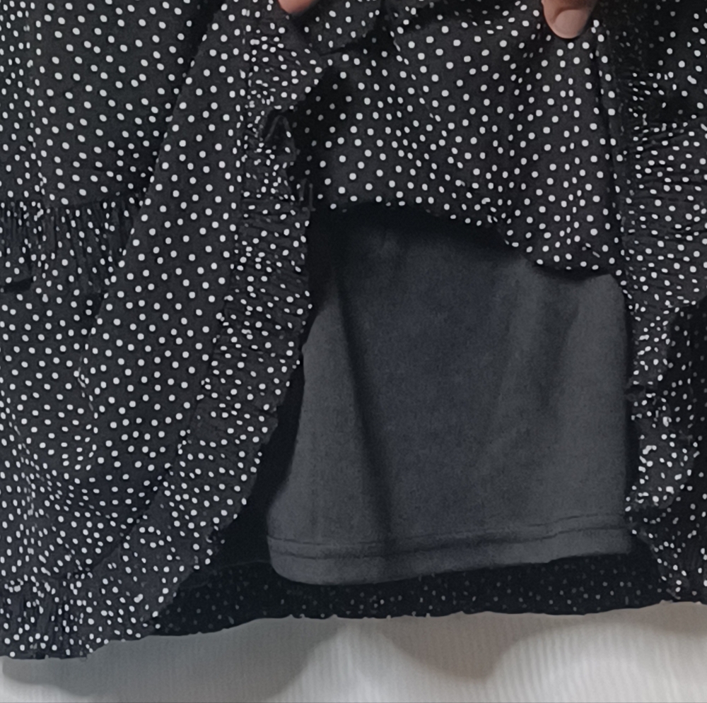 Lulus Women's Black and White Polka-dot Long Sleeve Mini Dress. Size L - Picture 8 of 14